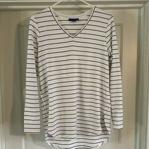 Apt. 9 Navy and White Striped Long Sleeve Top